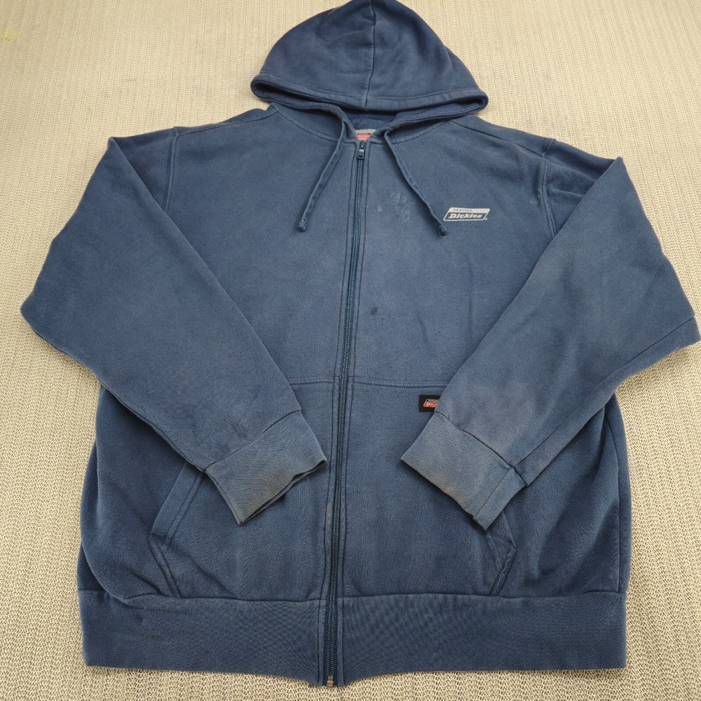 Dickies Hoodie Sweatshirt Mens Extra Large Blue Fleece Lined Full Zip